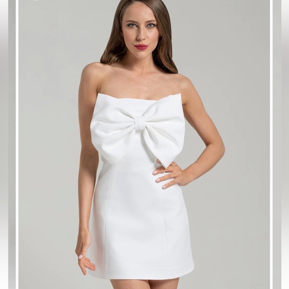 knee length dresses for ladies Leoni Evening Dress In Clear & White Sequins